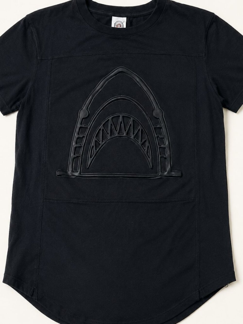Tiger Shurk Shark Mouth Raised Patch Black Streetwear Tee Small Bape Inspired